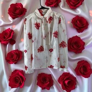 ❤️🍂Pykettes Chic Floral Button-Up Blouse